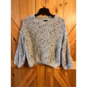 Cliche Crew Neck Long Sleeve Wool Blend Pullover Sweater Gray Multicolor Size Me